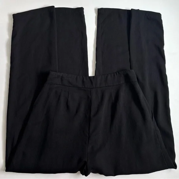 Eileen Fisher Tencel Corded Wide Leg Pleated Pants Size XS Color Black